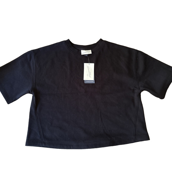 Universal Thread Women’s XS Fleece Crew Neck Short Sleeve Sweatshirt Top Black - Picture 1 of 5